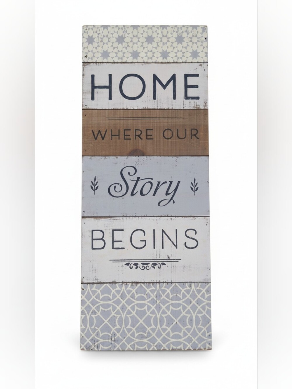 HOME Where Our Story Begins Wall Sign - Blue, White, Brown